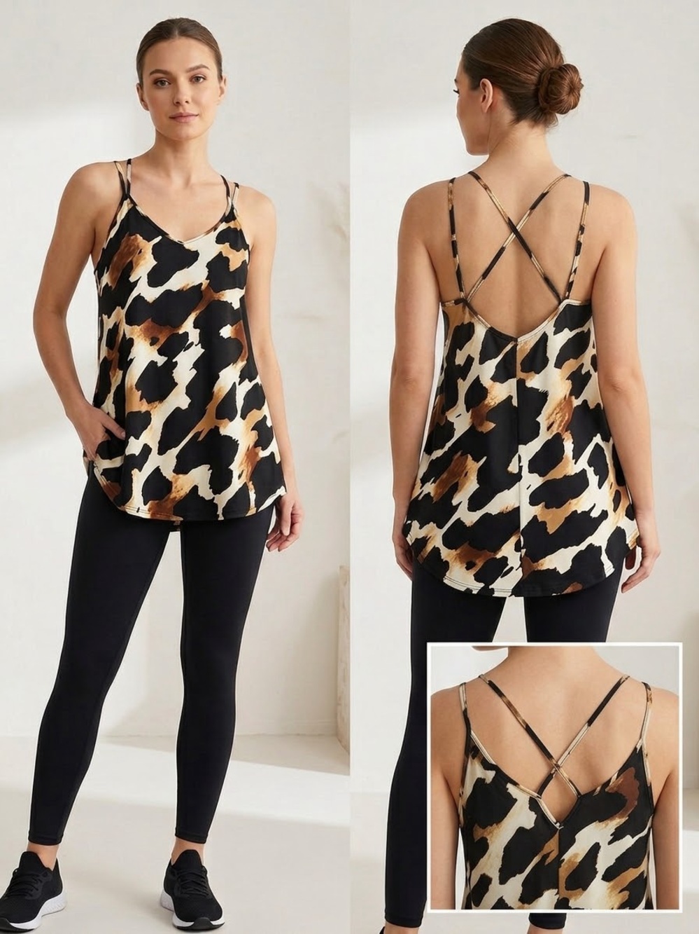 LuLaRoe Animal Print Strappy Cami - Black, Brown, Cream